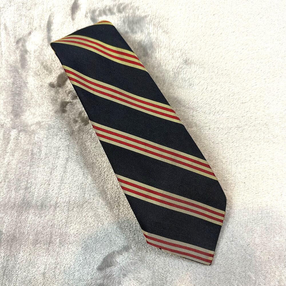 Vintage Diagonal Stripe Anderson Little Tie Black Gold Red Preppy Collegiate